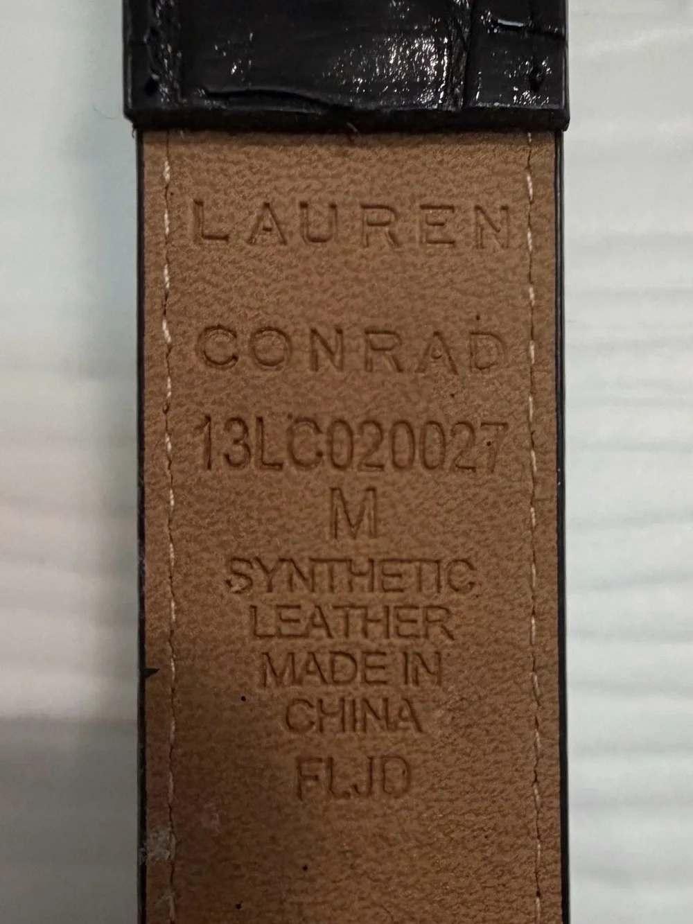 LC Lauren Conrad Black Croc-Embossed Slim Women’s Belt